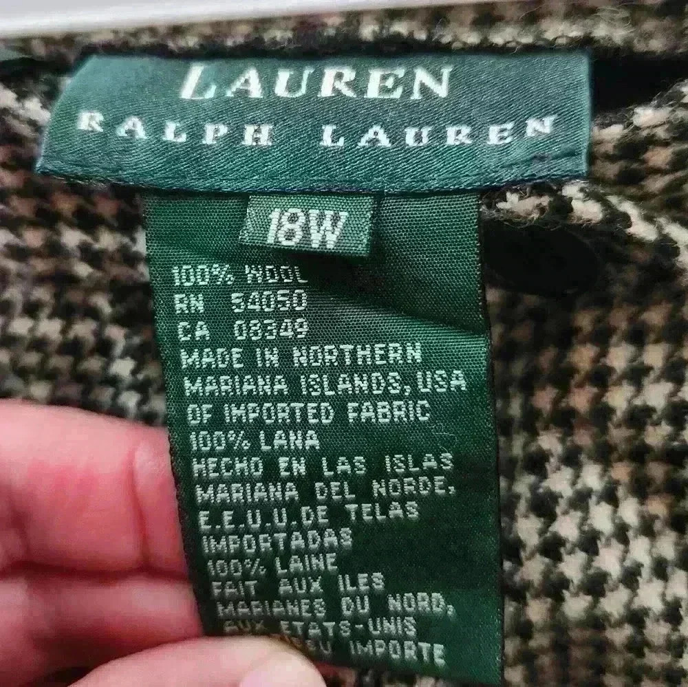 Lauren Ralph Lauren black and white houndstooth 100% wool trouser size 18W - Picture 3 of 4